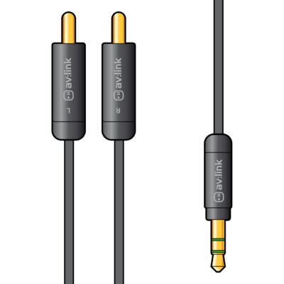 Precision 3.5mm Stereo Jack Plug to 2 x RCA Plugs Lead
