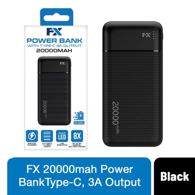 FX Powerbank with Type-C 3A Output 10,000 mAh Black